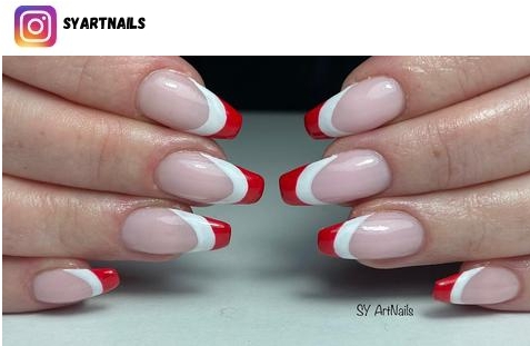 classy red tip nail design