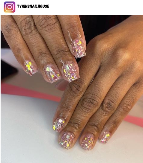 clear glitter nail design ideas