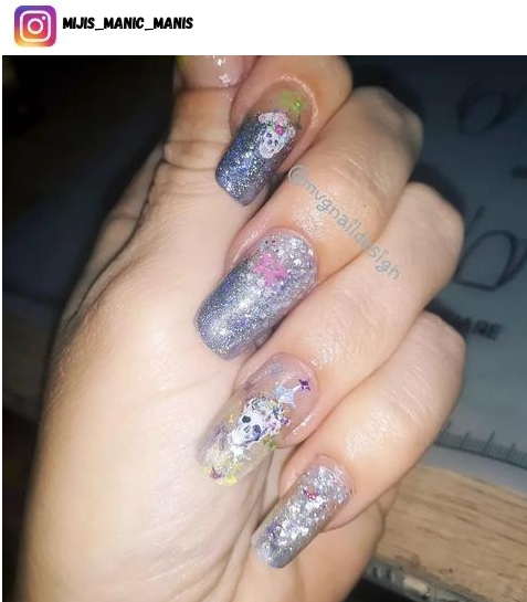 clear glitter nail art