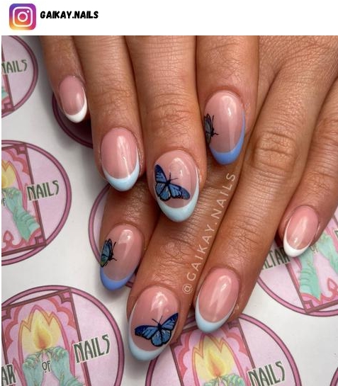 butterfly french tip nail design
