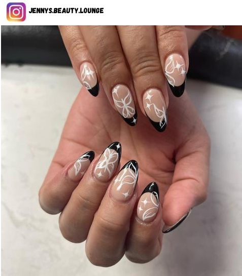 butterfly french tip nail art