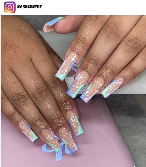 butterfly french tip nail design