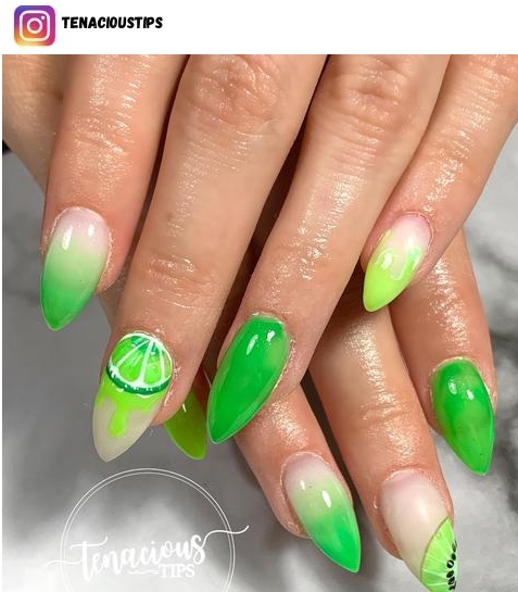 lime green ombre nail art
