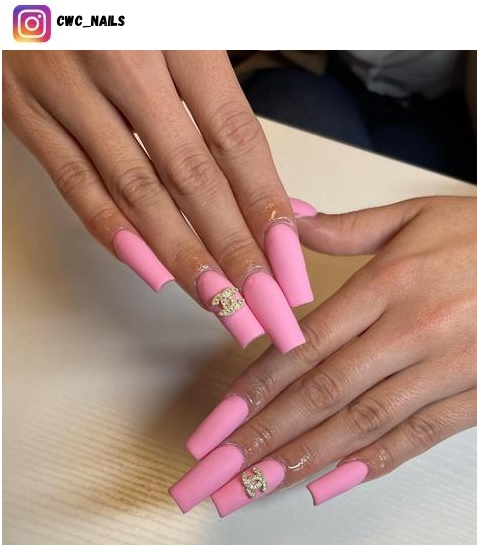 matte pink nail design ideas