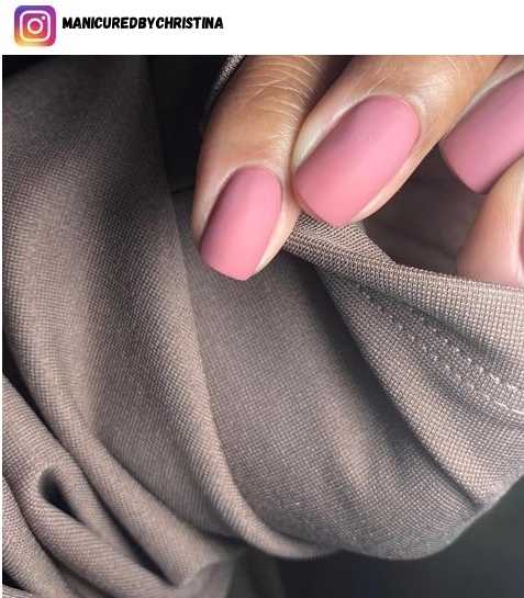 matte pink nail design