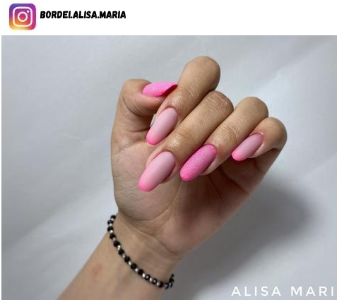matte pink nail design