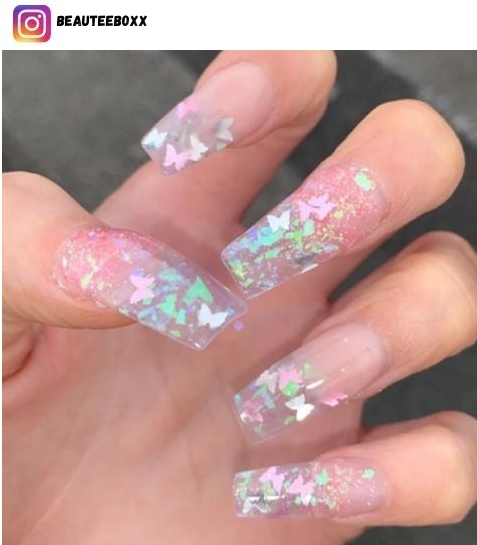butterfly ombre nails