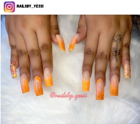orange ombre nail design ideas