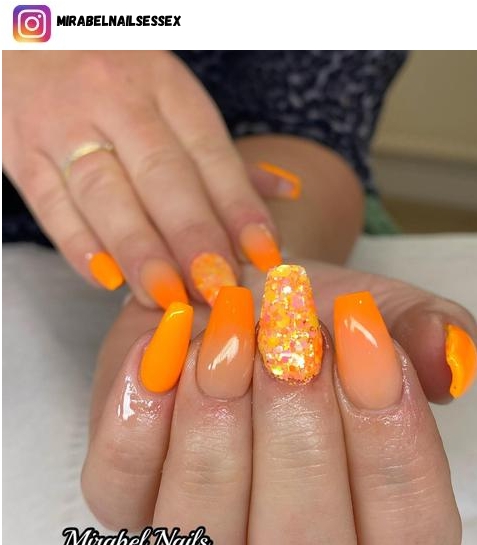 orange ombre nail design