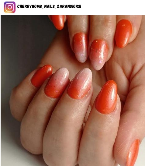 orange ombre nail design