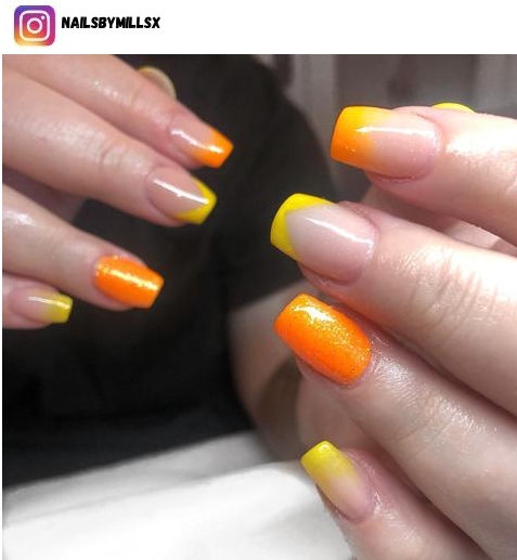 orange ombre nail designs