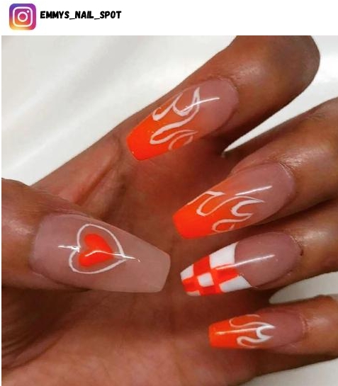 orange ombre nail art