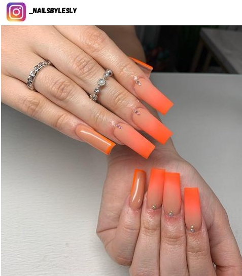 orange ombre nail art