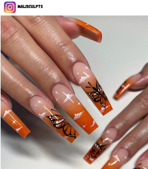 orange ombre nails