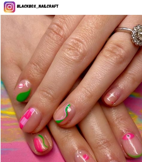 pink and green nails