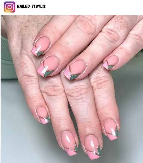 pink and green nail art