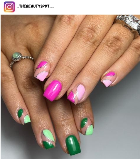 pink and green nail design ideas