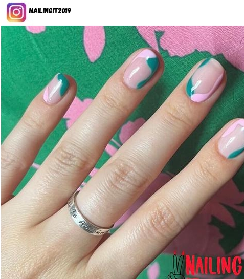 pink and green nail designs