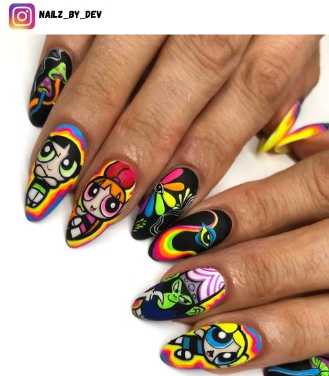 powerpuff girls nail design