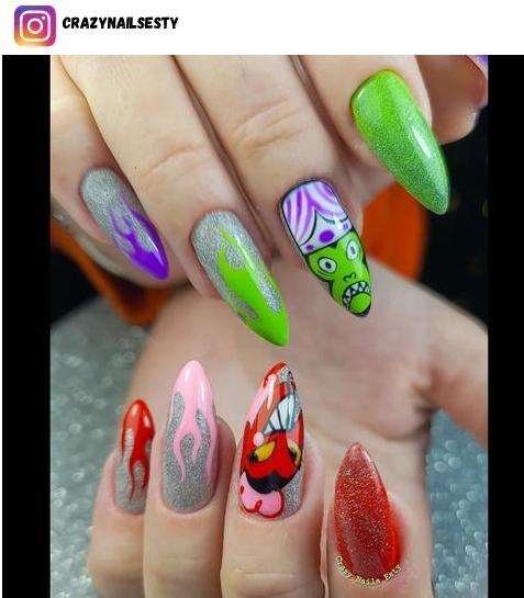 powerpuff girls nail design