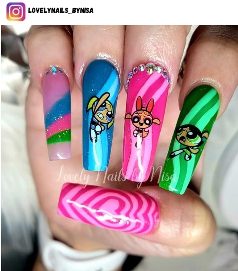powerpuff girls nail art