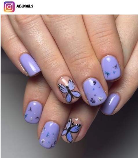 purple butterfly nail design ideas