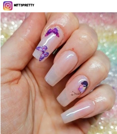 purple butterfly nail polish design