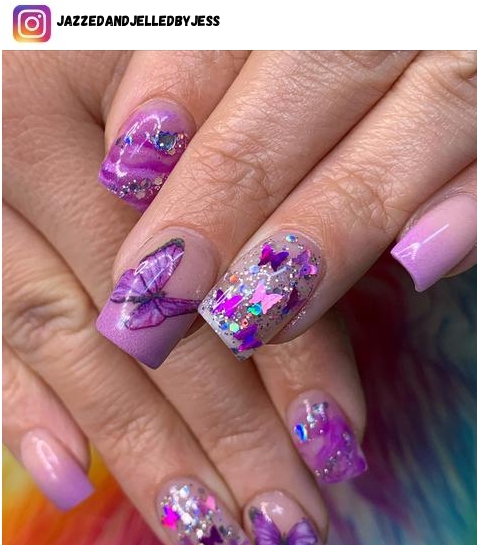 purple butterfly nail art