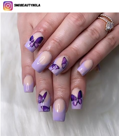 purple butterfly nail art