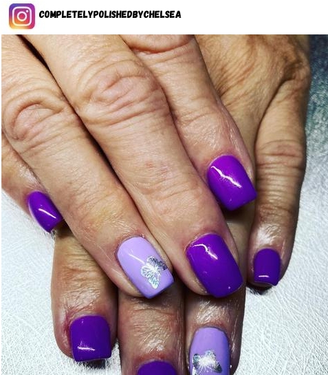 purple butterfly nail design ideas
