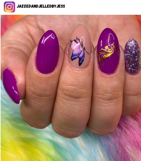 purple butterfly nail design