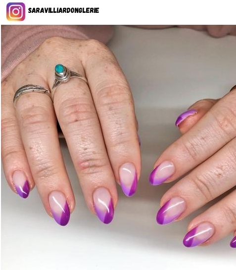 purple french tip nail art