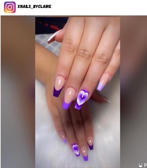 purple french tip nail design ideas