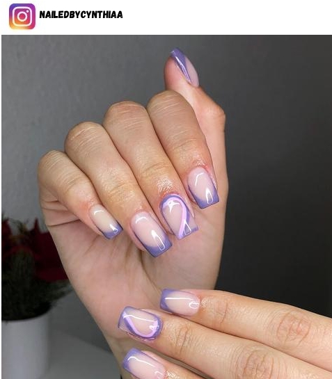 purple french tip nail art