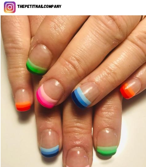 rainbow french tip nail art