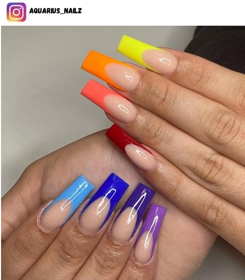 rainbow french tip nails