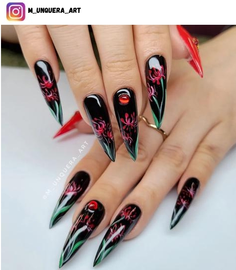red and black nail polish design