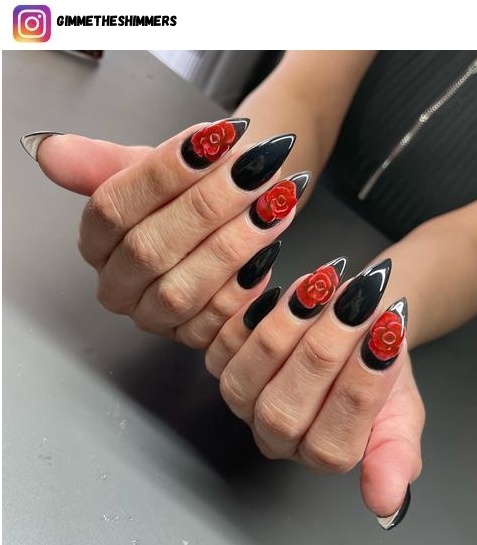 red and black nail design