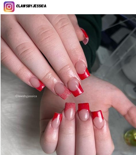 short red nail polish design