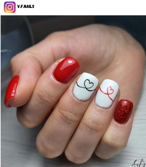 short red nail polish design