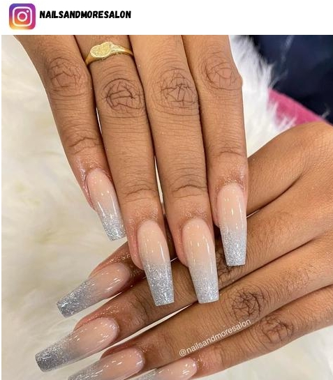 silver ombre nail design