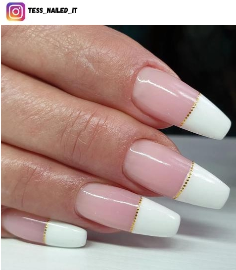 white and gold nail designs