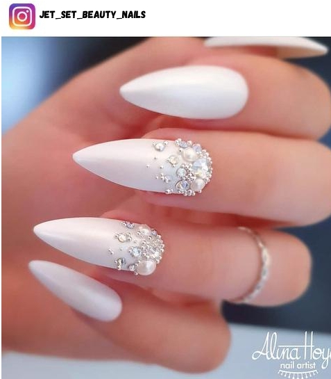 white wedding nails
