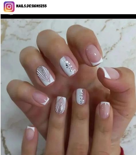 white wedding nail art