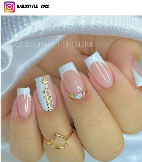 white wedding nail design