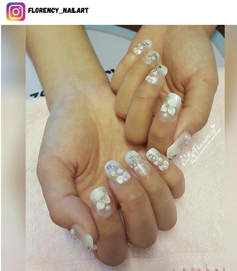 white wedding nail design ideas