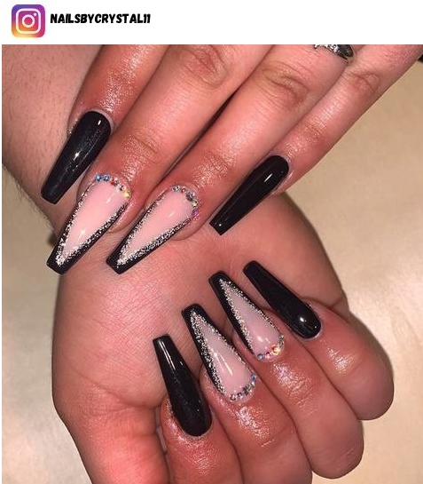 49 Black Coffin Nail Designs for 2023 - Nerd About Town