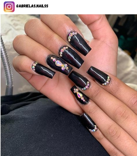 black coffin nail designs