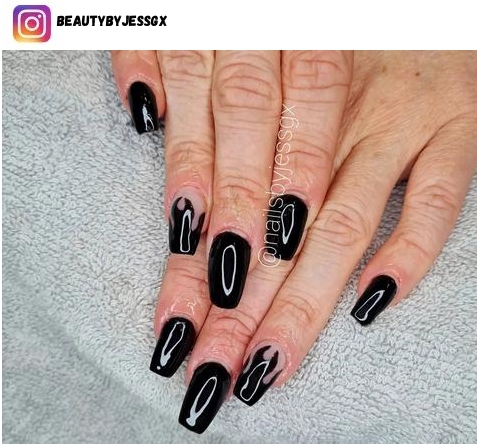 black coffin nail polish design