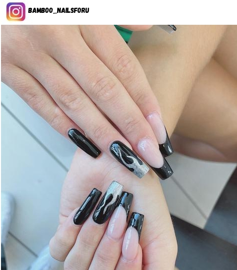 black coffin nail design ideas